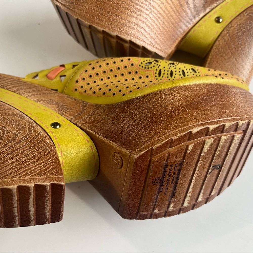 Bumper Yellow Perforated Wedge Sandals - Picture 5 of 6